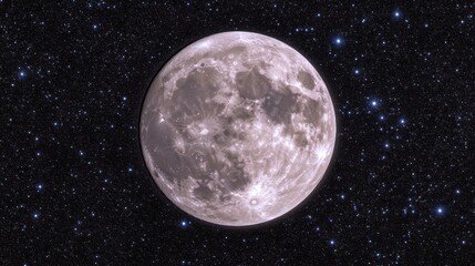 Fototapeta premium The radiant full moon shines brightly against a backdrop of countless stars, creating a serene night atmosphere