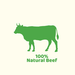 100%natur Cow, bull, beef meat, tag label. Template Meat Beef Tag Label. Vintage cow print, tag, label sketch ink pencil drawing. Butchery cow, bull, beef meat shop, text, natural. Vector Illustration