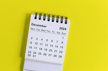Monthly desk calendar for December 2024 to plan and organize your time.