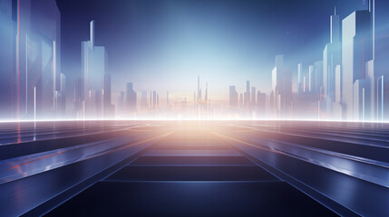 Cityscape with financial data overlay, symbolizing economic growth and urban development, Future Cityscape - A Vision of Tomorrow's Urban Tech.