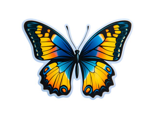 Obraz premium Vivid Blue Butterfly Close Up Illustration in Colorful Nature Setting