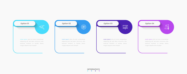 Vector Infographic label design template with icons and 4 options or steps. Can be used for process diagram, presentations, workflow layout, banner, flow chart, info graph.