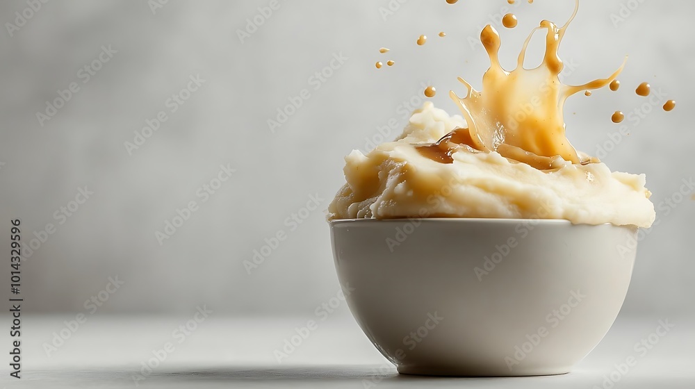 Wall mural mashed potatoes with gravy splash