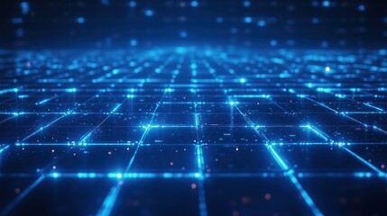 Obraz premium Futuristic Digital Grid With Glowing Blue Neon Lights