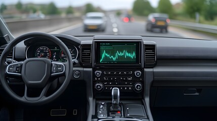 Voice-activated control system in a luxury vehicle, adjusting settings with advanced AI technology