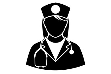 nurse with stethoscope silhouette illustration