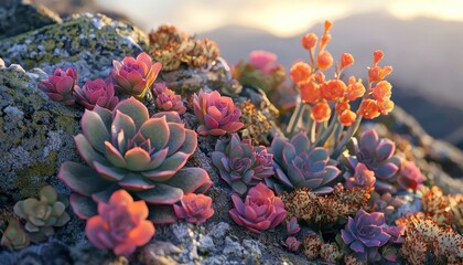 AI showcase of new-world desert succulents, Echeveria species.