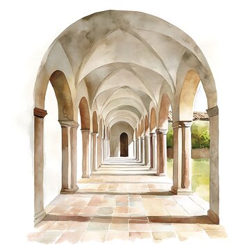 recommend clip art: Watercolor Illustration of an Architectural Archway with Columns.