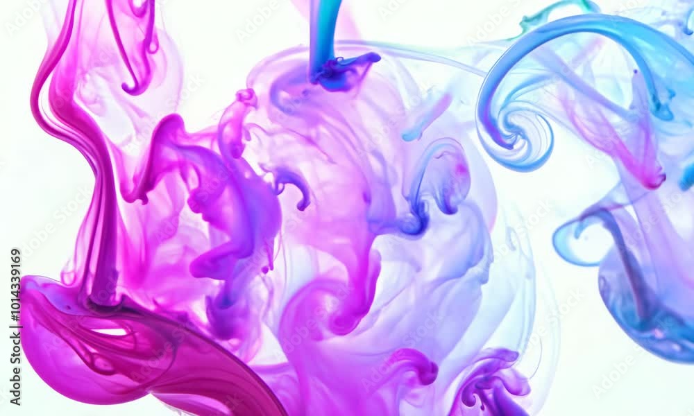 Wall mural colorful ink swirls and diffuses in water creating mesmerizing art.