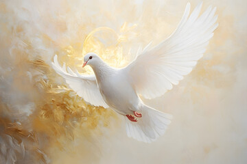 Fototapeta premium Holy spirit dove with a dramatic background, concept of resurrection