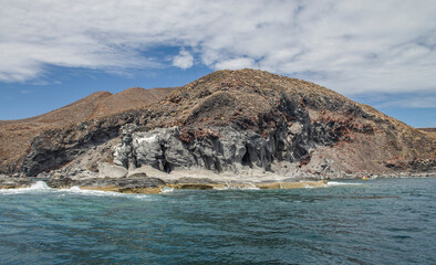 Navigating the rocky mountain formations on CORONADO Island in Loreto Baja California Sur. Natural...