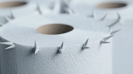 Toilet Paper with Thorns   Painful Hygiene Concept