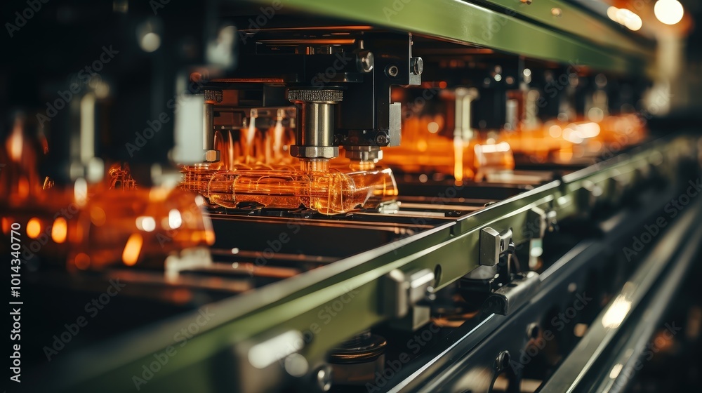 Poster automated production line for filling plastic containers with liquid