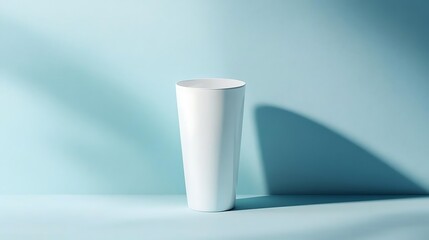 White Cylinder Mockup on Blue Background with Shadow
