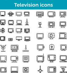 Television Icon Line TV Icon Flat Screen TV Icon Smart TV Icon TV Remote Icon Vector