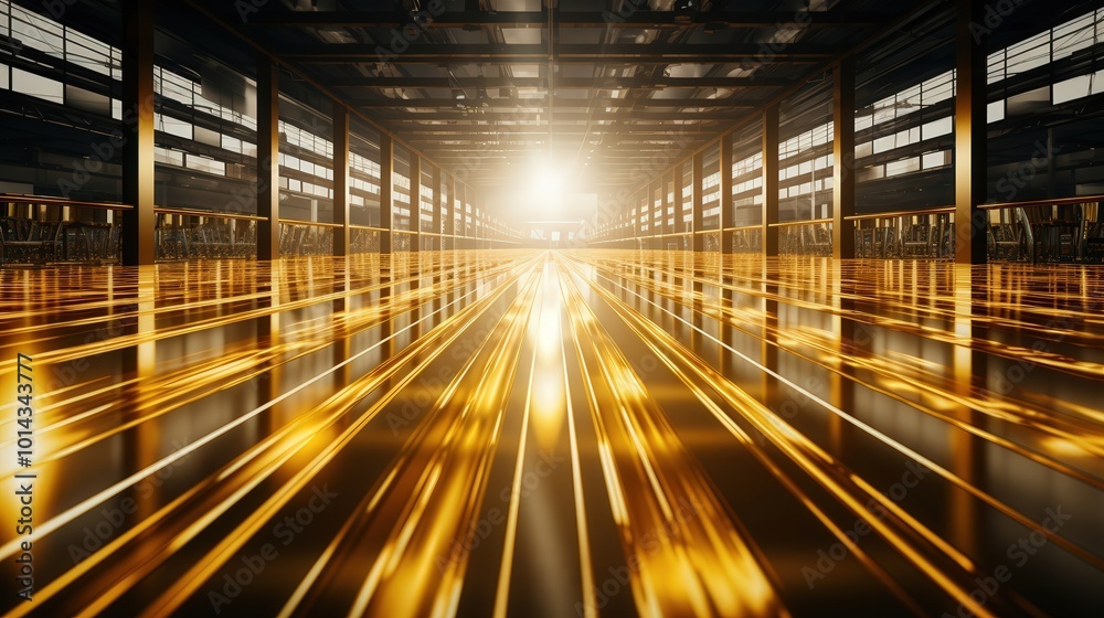 Aufkleber a shimmering golden path leads to an unseen light, illuminated by the sun's rays filtering through a
