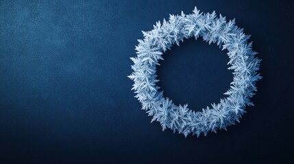 Winter Frost Wreath on Blue Background   Holiday Decoration  Christmas Ornament  Festive D