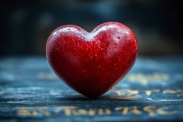Obraz premium a red heart on a blue surface