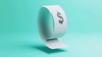  3D receipt bill with a dollar sign, representing the ease of conducting mobile banking payments and the growing trend of online financial transactions.