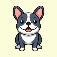 Hand drawn french bulldog cartoon illustration