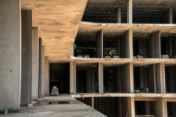 A new modern multi-storey residential building under construction