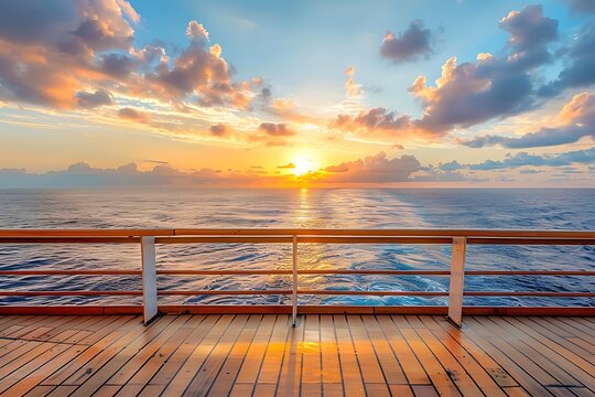 Sunset on the deck of a cruise ship.