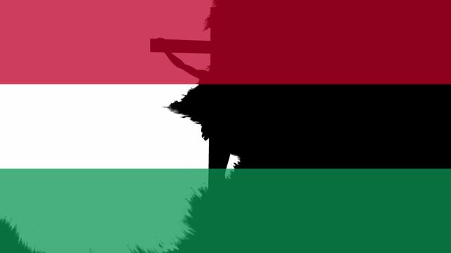 Reveal of the Crucifixion of Jesus Christ on a Hungarian Flag