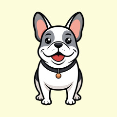 Hand drawn french bulldog cartoon illustration