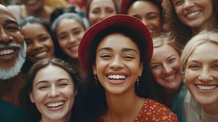 Fototapeta premium A Group of Diverse People Smiling and Looking at the Camera