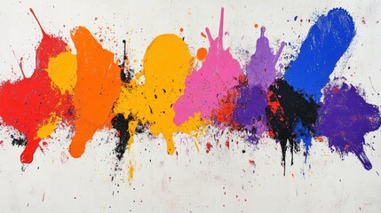 Fototapeta premium Abstract Rainbow Splatter Paint Art - Colorful Canvas