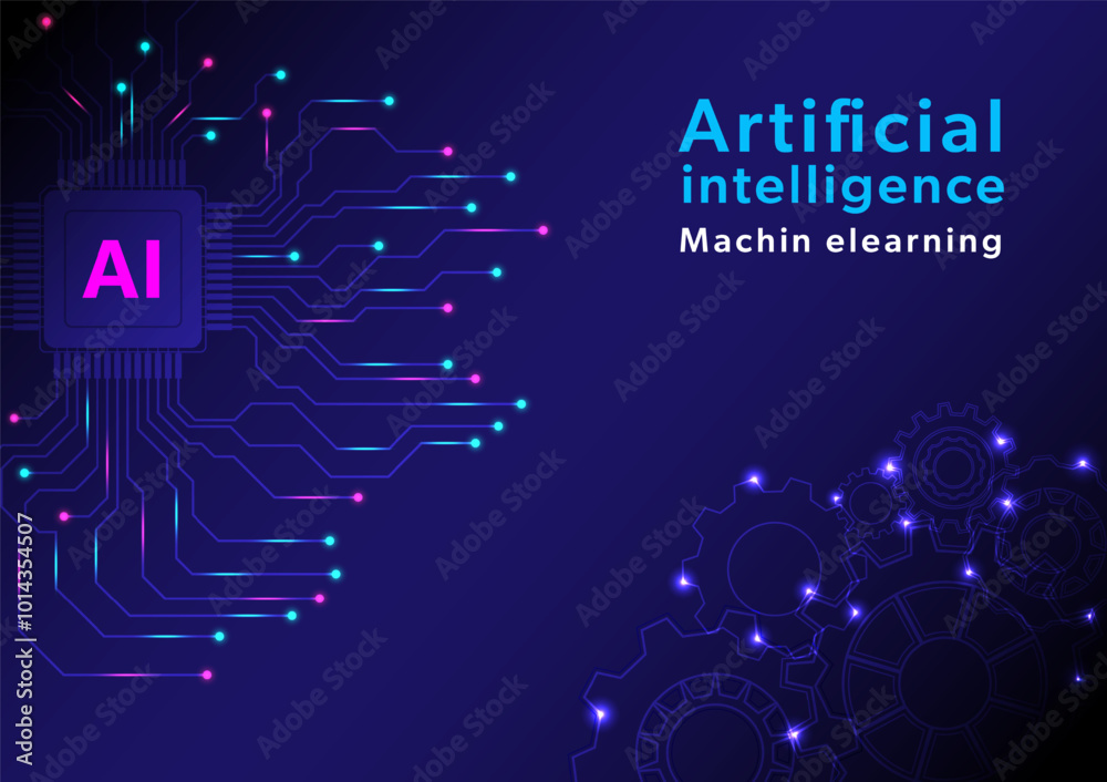 Poster artificial intelligence technology future innovation abstract background microchip and circuit on th