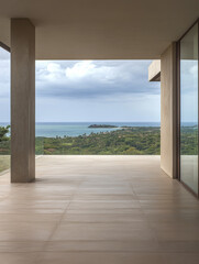 Stunning open space with incredible ocean view from a modern coastal home