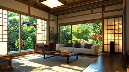 a modern living room interior design in a japanese style