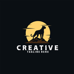 Obraz premium Jaguar Puma Lion Panther silhouette logo design Vector Template