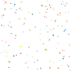 Bright and colorful confetti scattered against a transparent background, perfect for adding a festive touch to party invitations, celebration graphics, and event designs.

