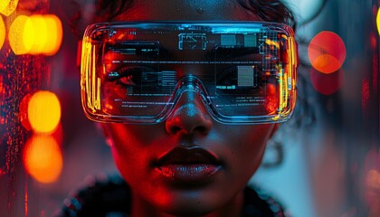 Urban Augmented Reality Experience - Person Analyzing Virtual Overlays Outdoors