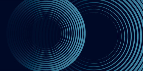 Abstract blue glowing geometric lines on dark blue background. Modern shiny blue circle lines pattern. Futuristic technology concept. Suit for cover, poster,eps10