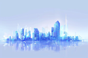 Naklejka premium Futuristic Digital City with Glowing Connections