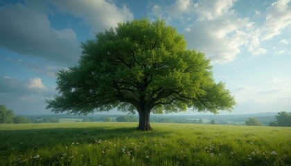 Verdant Kentucky Coffeetree with Abundant Green Leaves Under a Clear Sky