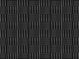 Seamless vector abstract geometric pattern. Woven textile fabric with black and white crossed straight lines. Background texture in a diagonal arrangement. Black and White Hypnotic Background.