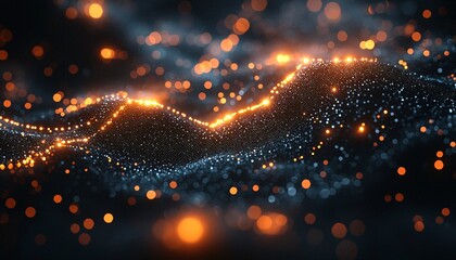 Fototapeta premium Illuminated Blockchain Network in Abstract 3D Design on Dark Background for High-Tech Concept