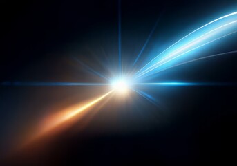 Fototapeta premium A bright light shines in the center of the image, emanating streaks of light in a dynamic composition.