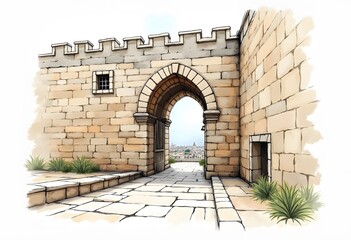 Heidelberg Castle is a ruin in Germany and landmark of Heidelberg. Hand drawn sketch illustration in vector.
