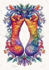 Colorful ornate design with abstract elements