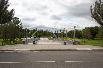 The stele in the Victory Park of Omsk in summer