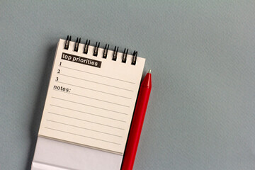 Template for a list of goals for the new year on the table. Plans, goals, resolutions, list.