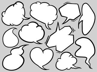 Comic cartoon cloud set.