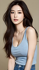 Obraz premium Beautiful body of Asian woman, close up portrait.
