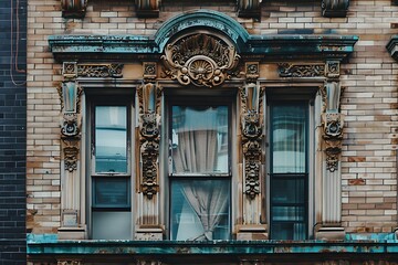 Window of old building in Vienna, Austria. Architectural detail.