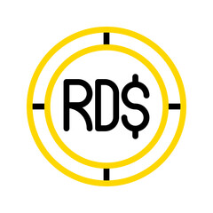 Dominican peso currency icon. financial coin symbol with modern color outline style. editable stroke illustration.